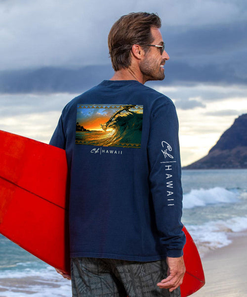 Clark Little King Kamehameha - Navy Long Sleeve Crewneck T-Shirt